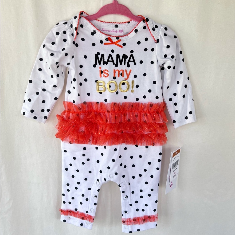 NWT Halloween “Mama Is My Boo” Bonnie Baby Girls Long-Sleeve Onesie, 0-3 MO 🎃